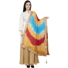 A R Silk Bandhej Multi Gota Fancy Dupatta Color Multi Color Dupatta