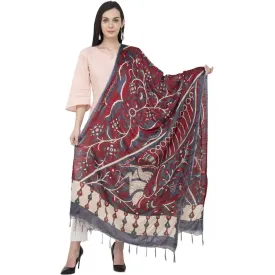 A R Silk Modal Kalamkari Print Fancy Maroon Coloured Dupatta