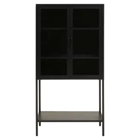 Acier Two Door Black Cabinet With Shelf