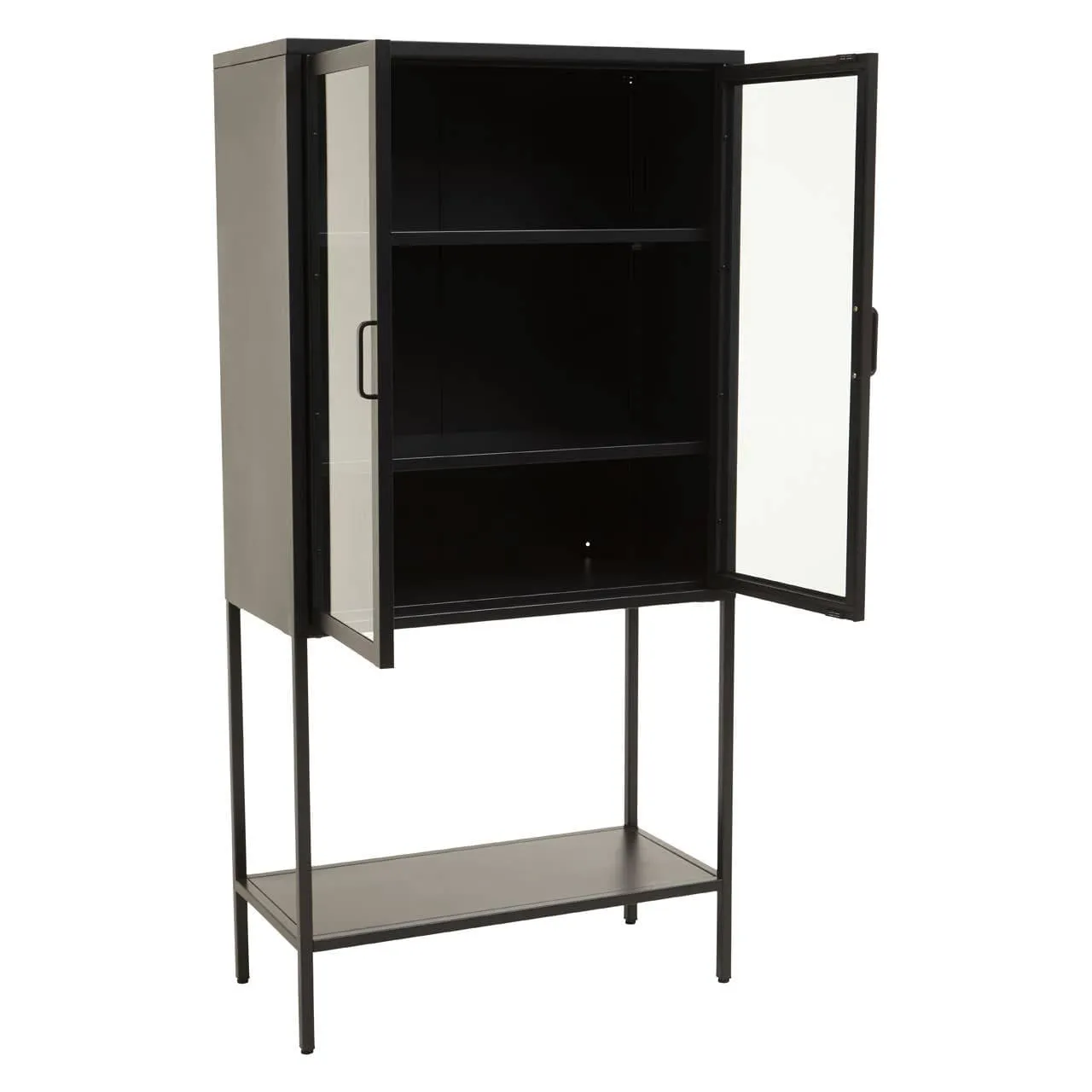 Acier Two Door Black Cabinet With Shelf