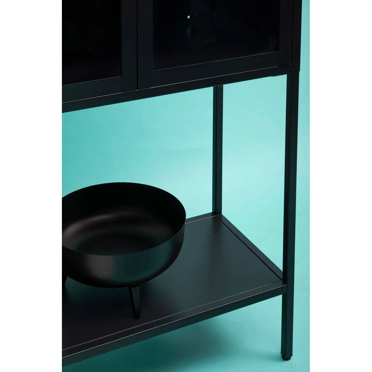 Acier Two Door Black Cabinet With Shelf