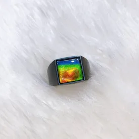 Ammolite Ring Matte Black Titanium MIDNIGHT Ring KORITE MEN'S COLLECTION