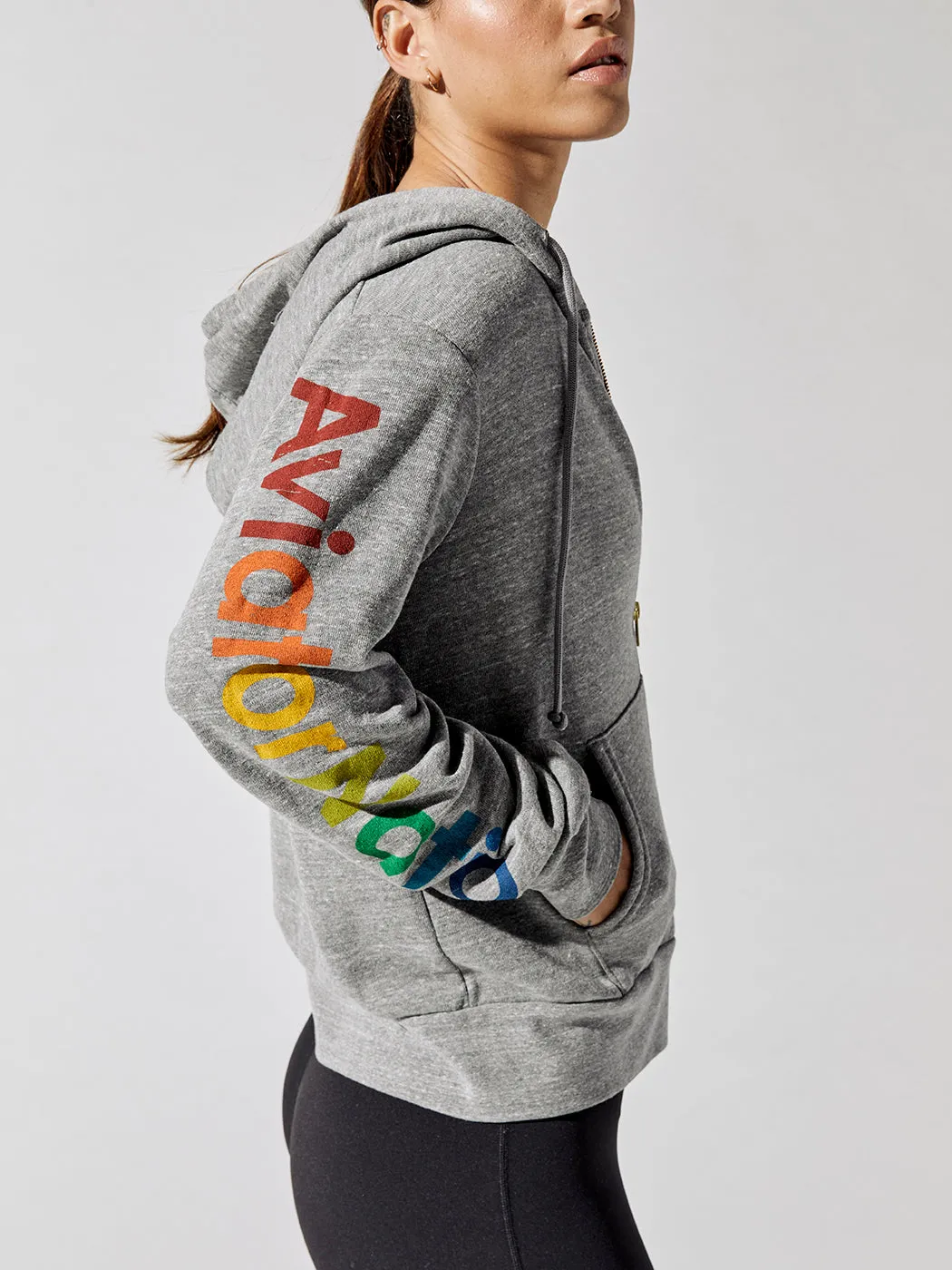 Aviator Nation Zip Hoodie - Heather Grey