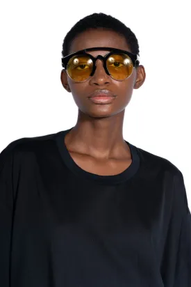 BLACK AND YELLOW BRIDGED SUNGLASSES