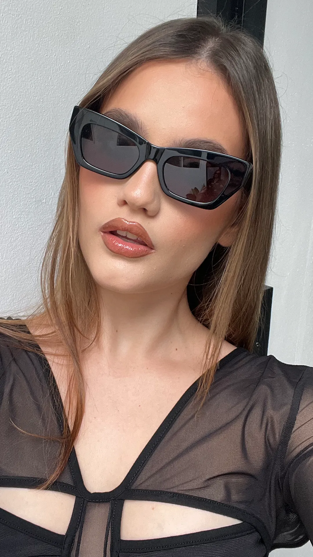 Black Chunky Cat Eye Sunglasses