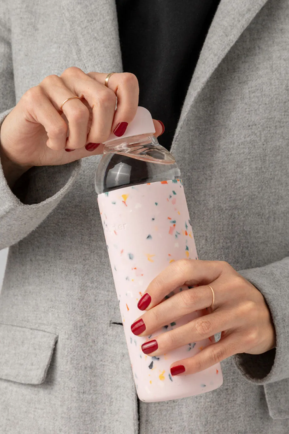 Blush Confetti Terrazzo Glass Bottle 591ml