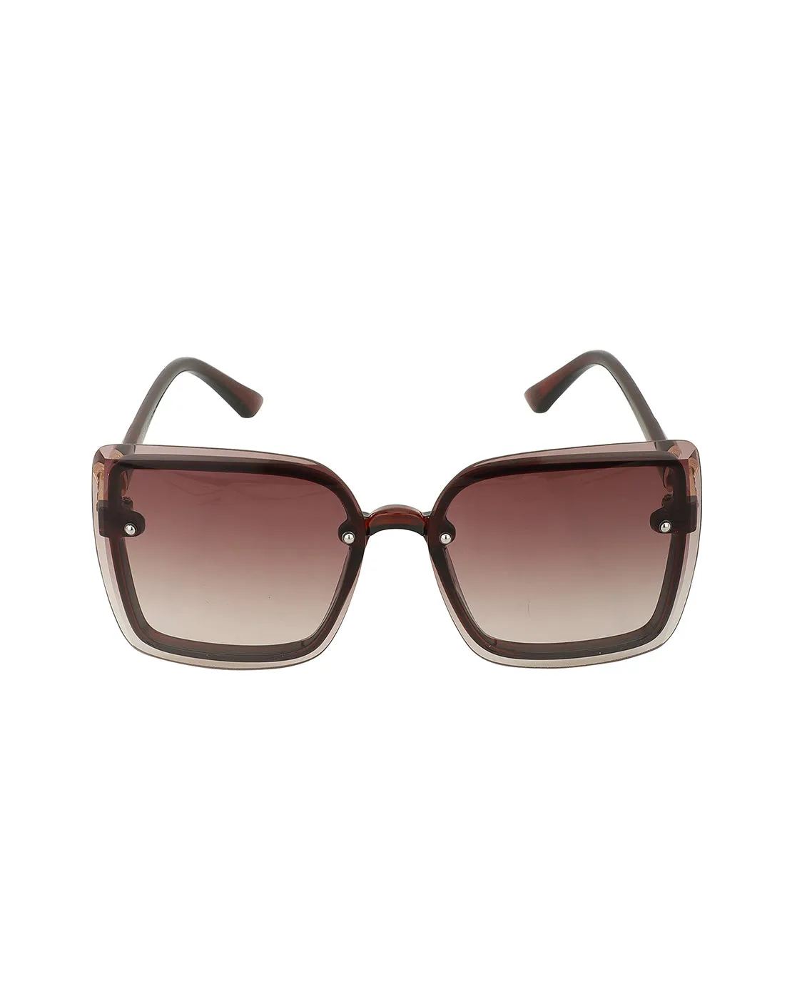 Brown And Gold Toned Oversized Women Sunglass With Uv Protected Lens