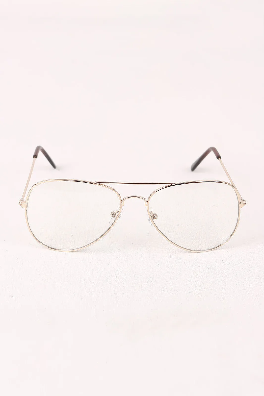 Clear Lens Wire Frame Aviator Glasses