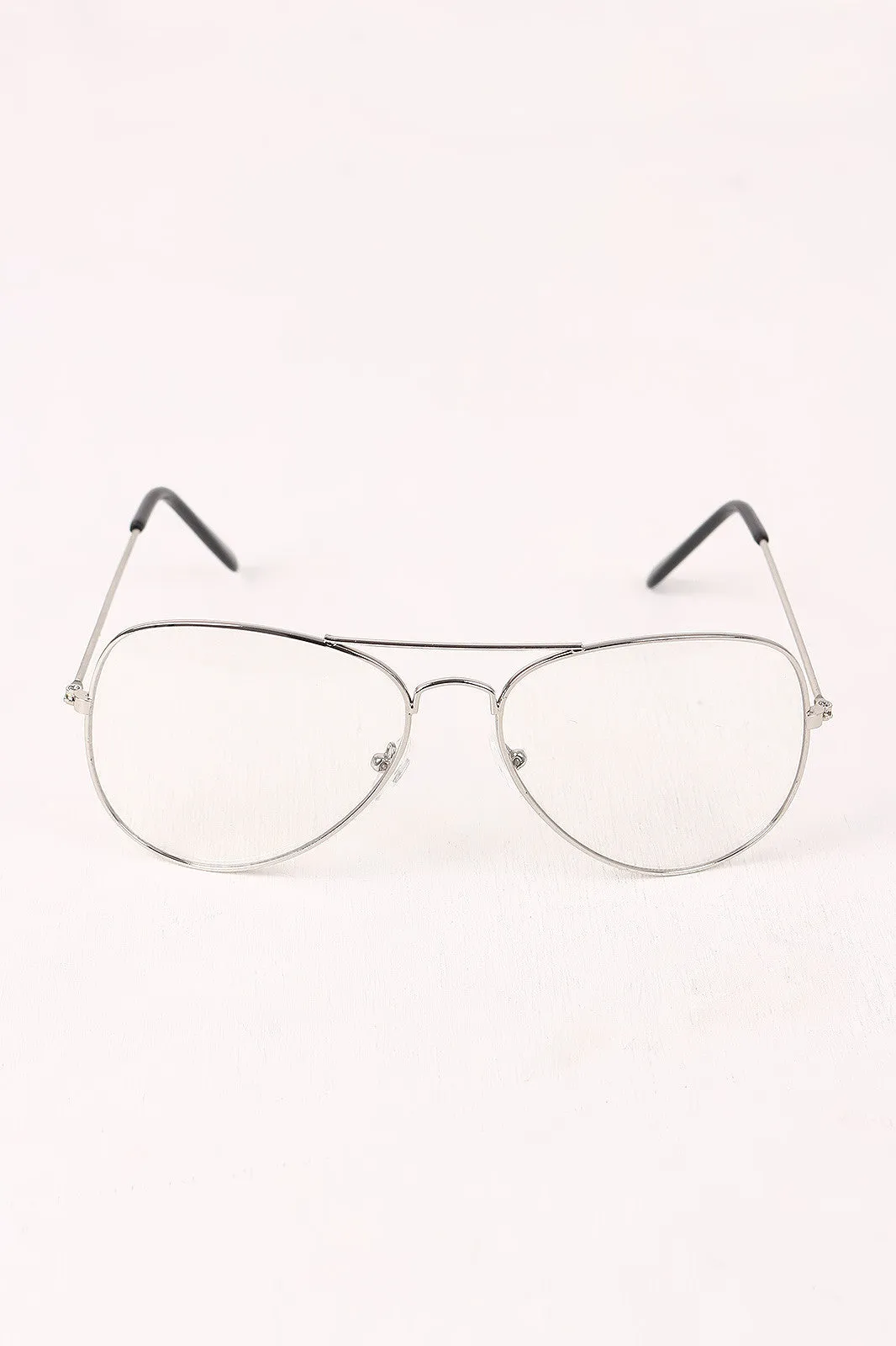 Clear Lens Wire Frame Aviator Glasses