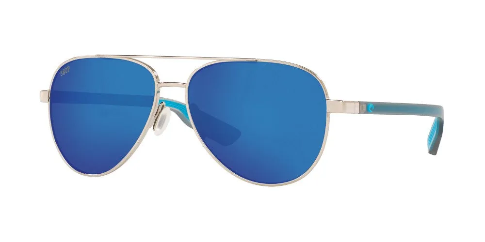 Costa Del Mar Peli 288 Shiny Silver Frame - Blue Mirror 580 Plastic Lens - Non-Polarized Sunglasses