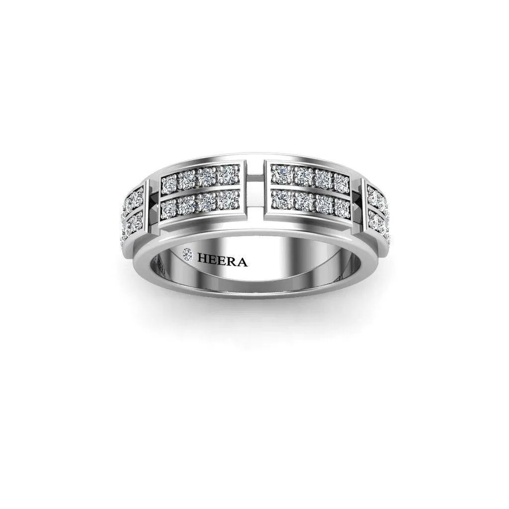 Diamond Set Men's Wedding Band