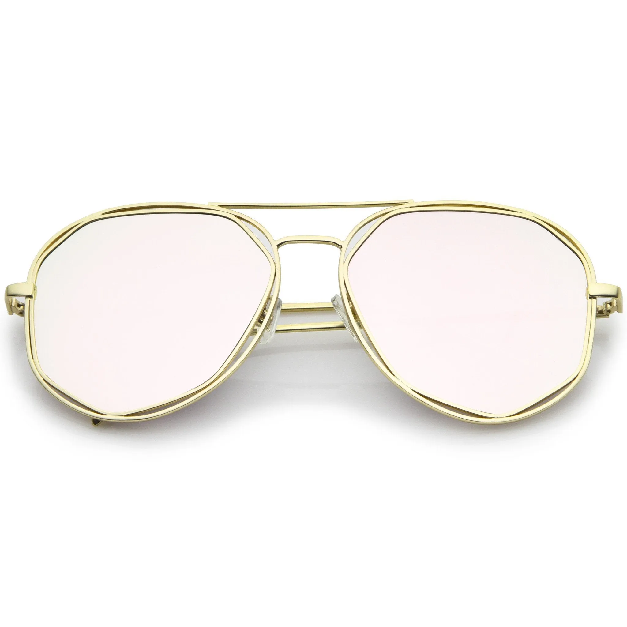 Geometric Mirrored Lens Aviator Sunglasses