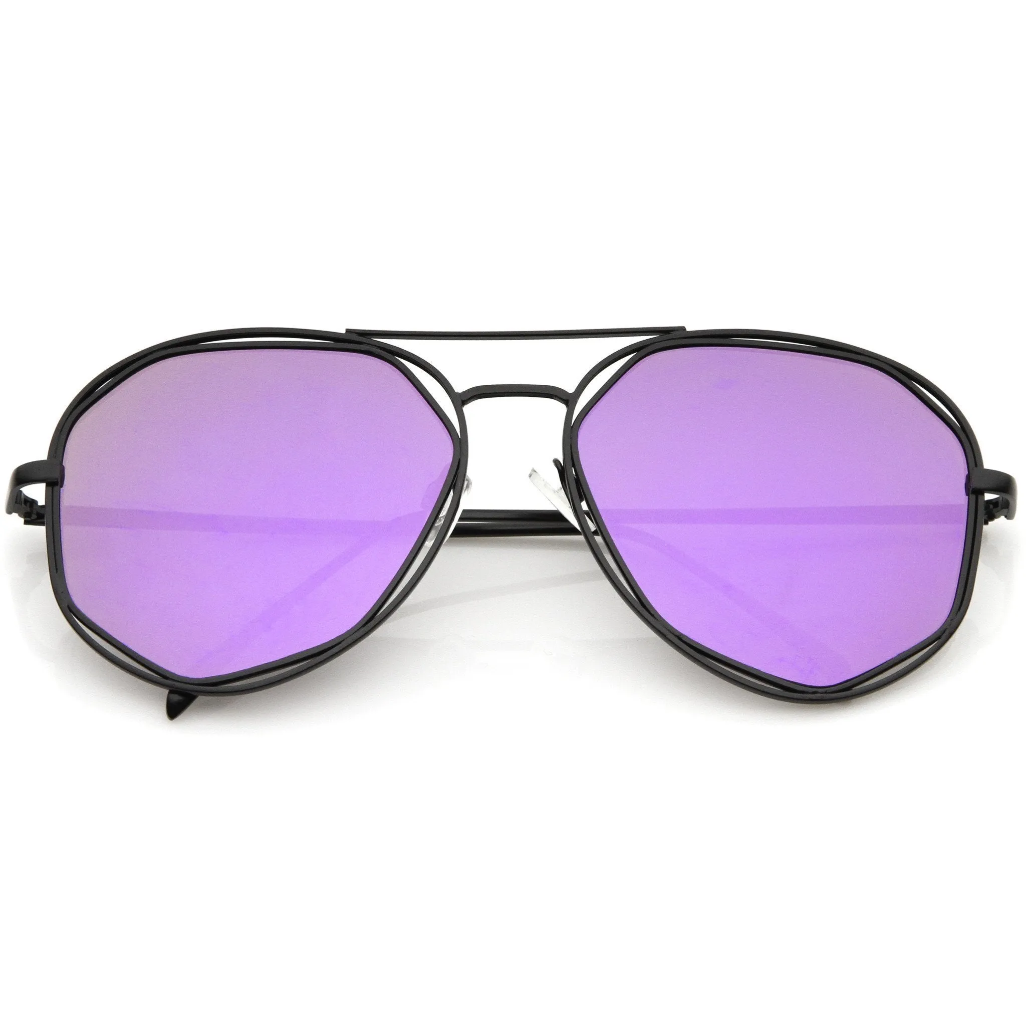 Geometric Mirrored Lens Aviator Sunglasses