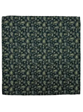 Green Paisley Print Silk Pocket Square