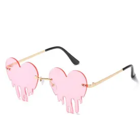 Heart Tear Shape Rimless Sunglasses