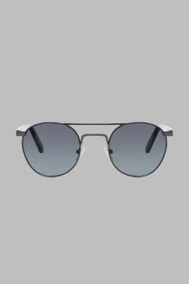 Incognito 1: Round-Frame Pewter-Tone Metal and Acetate Sunglasses