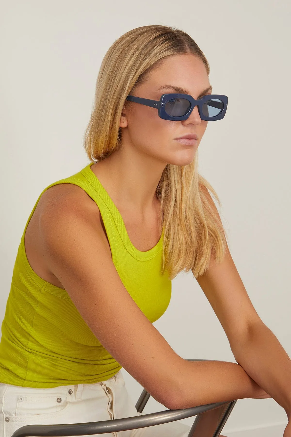 Inez and Vinoodh Rectangle Low Sunglasses in Navy