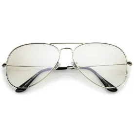 Large Retro Clear Lens Aviator Sunglasses 61mm