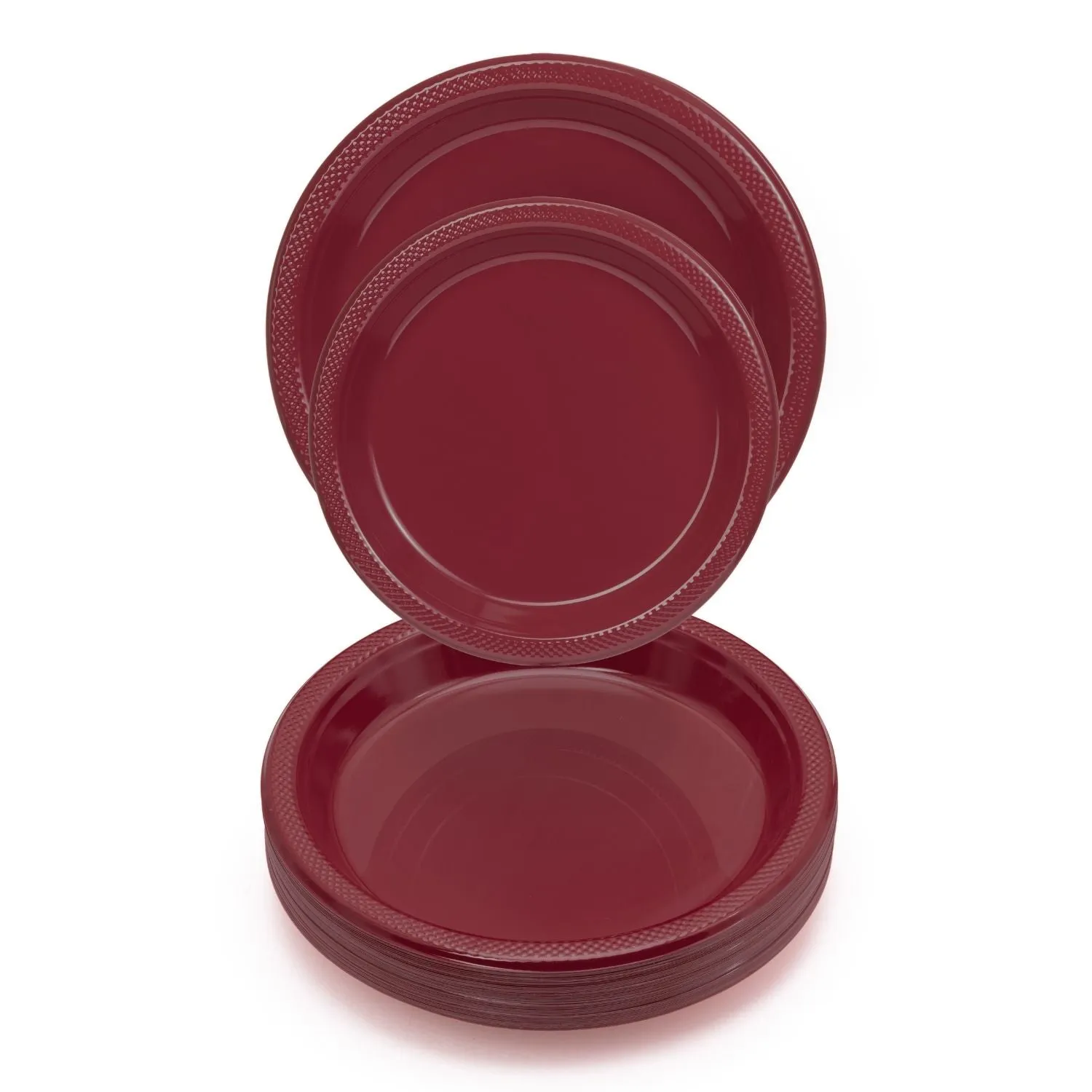 Maroon Plastic Plates - 50 Count