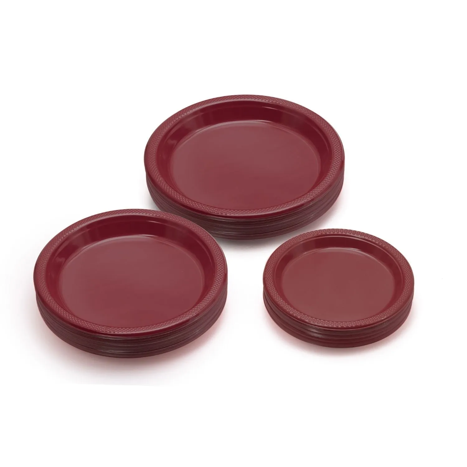 Maroon Plastic Plates - 50 Count