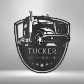 Metal Art Semi Truck- Personalized Metal Signs For Garage