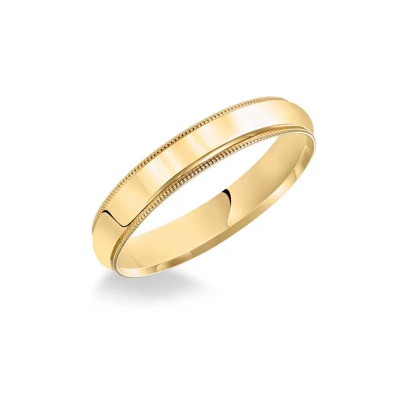 Polished Milgrain Edge Low Round Profile Comfort Fit Wedding Band