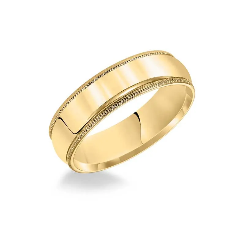 Polished Milgrain Edge Low Round Profile Comfort Fit Wedding Band