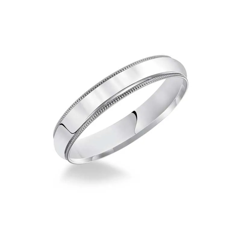 Polished Milgrain Edge Low Round Profile Comfort Fit Wedding Band