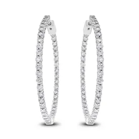 Round Diamond Hoops (6.15 ct Diamonds) in White Gold