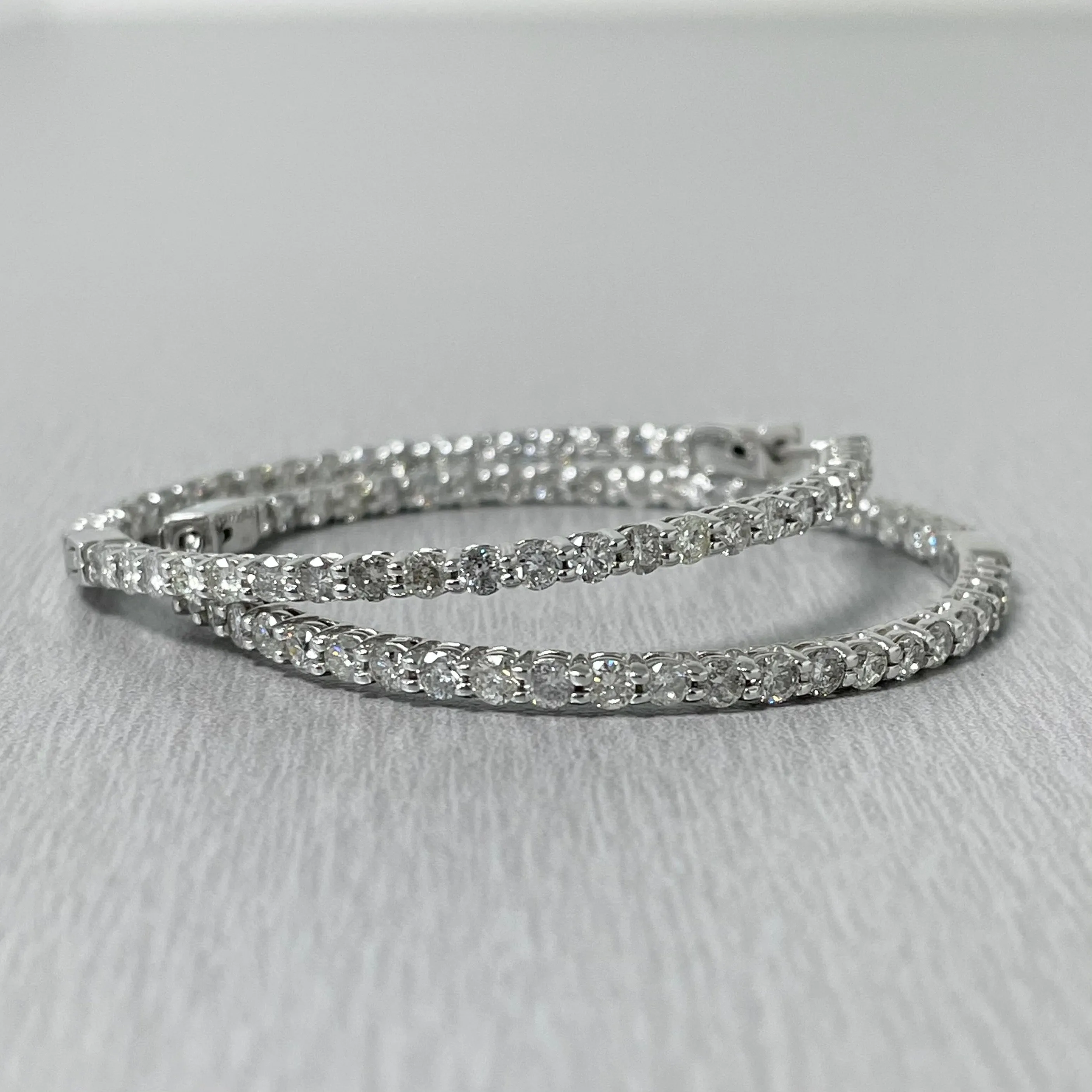 Round Diamond Hoops (6.15 ct Diamonds) in White Gold