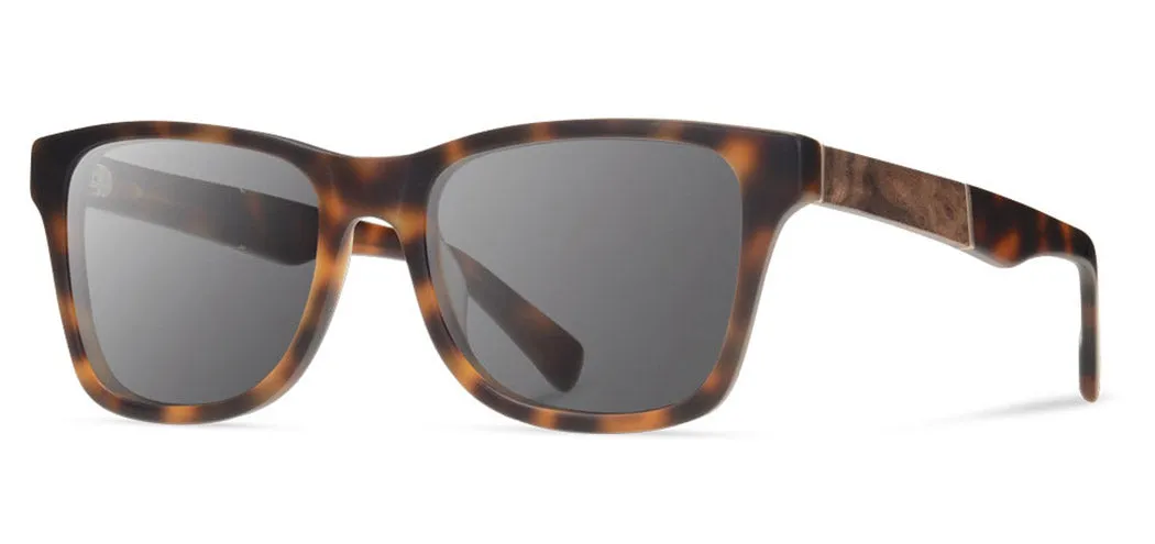 Shwood Canby XL Acetate Sunglasses - Matte Brindle/Elm Burl - Grey Polarized