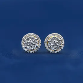 Two Layer Round Flower Set Stud Earrings