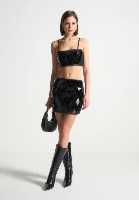 Vegan Leather Mirrored Bandeau Top