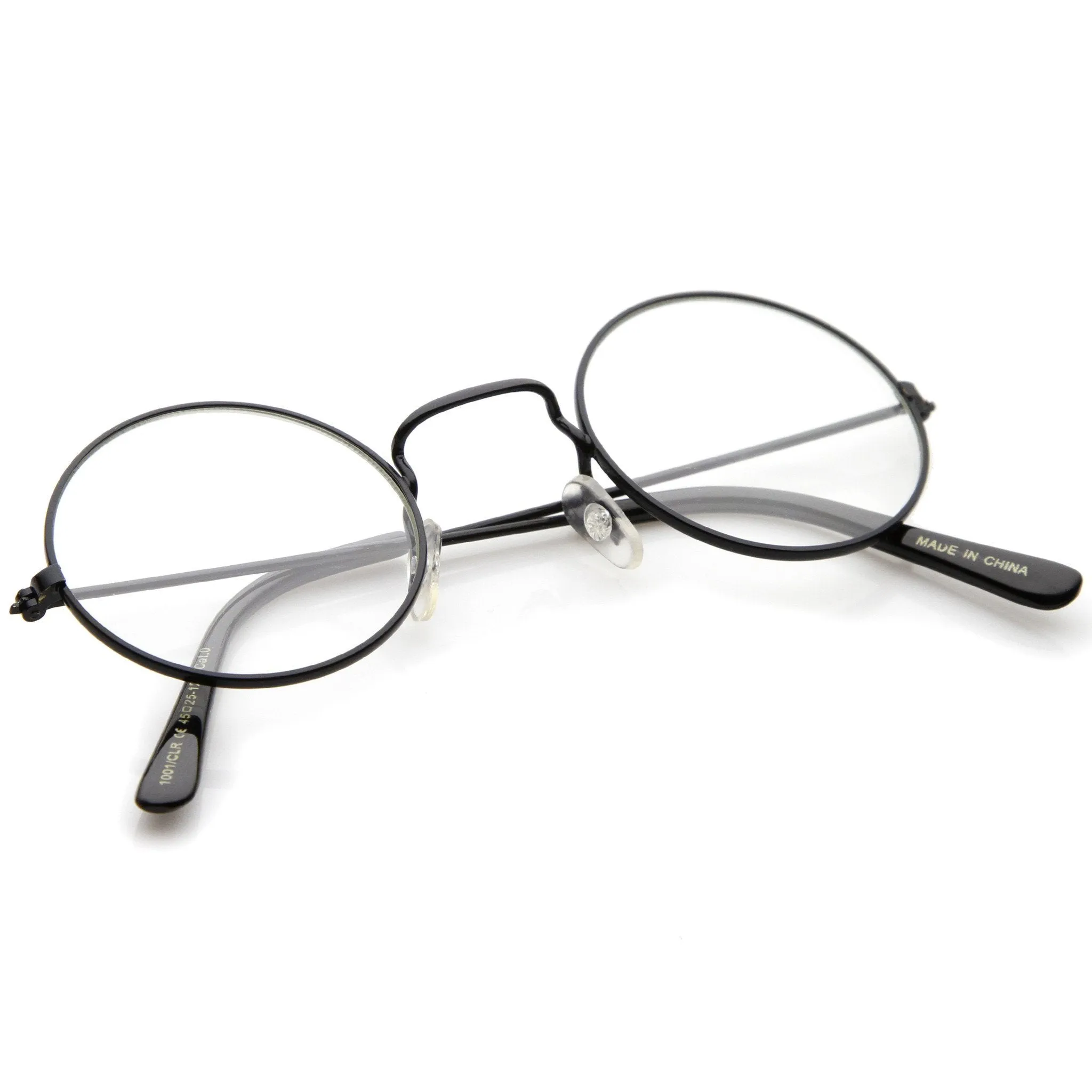 Vintage Inspired Round Metal Frame Clear Lens Glasses